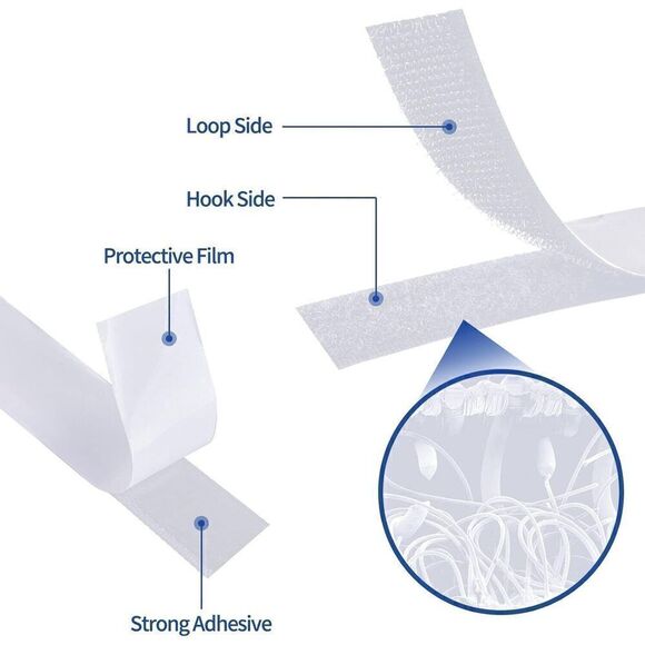 White Hook & Loop 30 Ft. X 2” w/ Sticky Adhesive Backing Sewing Crafts Repairs - Picture 2 of 2